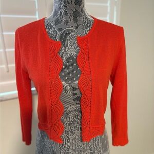 Women's Orange Scalloped Sweater